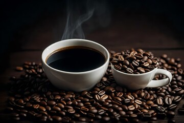 Naklejka premium A short dialogue between a coffee cup and a coffee bean.