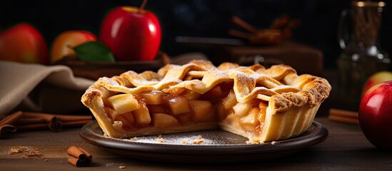 Ready to eat dessert Homemade organic apple pie With copyspace for text