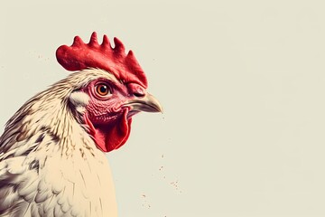 Portrait of a rooster on a white background
