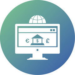 Fototapeta premium Internet banking Glyph Rounded Background Icon pictogram symbol visual illustration