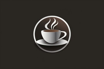 Obraz premium A coffee cup icon or logo isolated on a black background