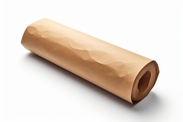 A brown recyclable paper roll isolated on a white background