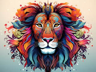 A Colorful Lion With Ornate Mane