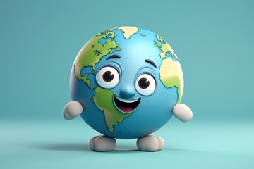 A cute and adorable cartoon character of the planet earth