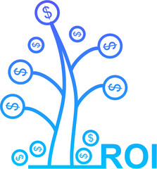 Return on Investment Glyph Rounded Background Icon pictogram symbol visual illustration