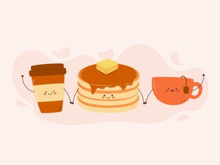 Flat design of cute pancake cartoon