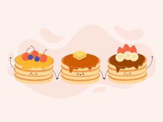 Flat design of cute pancake cartoon