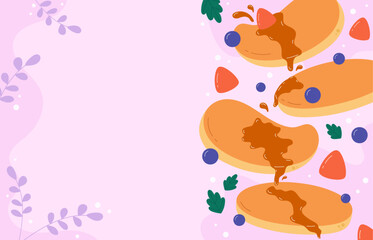 Flat design of cute pancake banner