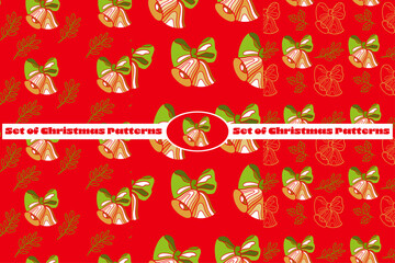 set of New year seamless patterns with-hand drawn New Year elements