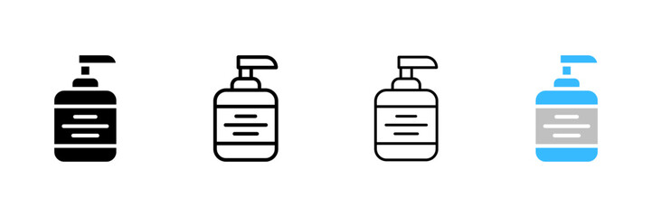 Liquid soap icons. Different styles, liquid soap, hygiene icons. Vector icons