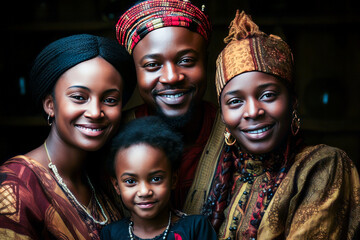 Captivating Kenyan family in traditional attire, symbolizing unity across generations. - obrazy, fototapety, plakaty