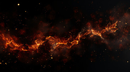 Fire embers particles over black