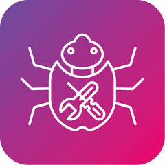 Bug Fixing Glyph Rounded Background Icon pictogram symbol visual illustration