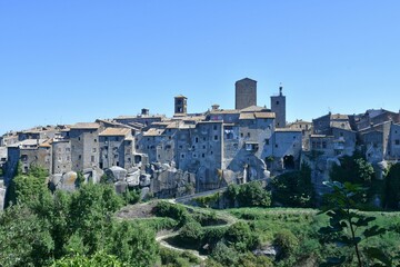 Fototapeta na wymiar Beautiful view of the walls of Vitorchiano, a medieval town in Lazio in the province of Viterbo