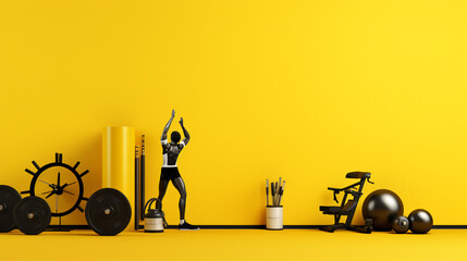 Fitness Gym on yellow background