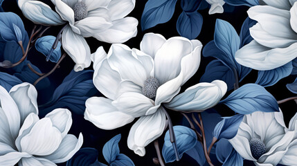 Floral seamless pattern magnolia flowers