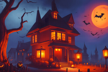 Fototapeta na wymiar Phantom's Passage, Spooky Home for Halloween Vacation
