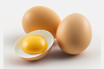 chicken eggs with white background