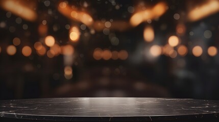 cafe with bokeh lights background, and blurred background of hall of stage bar, wallpaper, an empty...