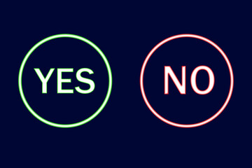 Yes no vector neon sign for website.
Green, red neon on a dark background