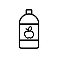 Water with apple icon. Outline, bottle of water, apple flavored water. Vector icon