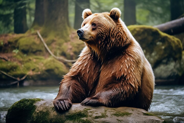 Obraz premium Depicting the elegance and might of the brown bear.