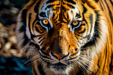 Fototapeta premium Realistic tiger face. Generative AI