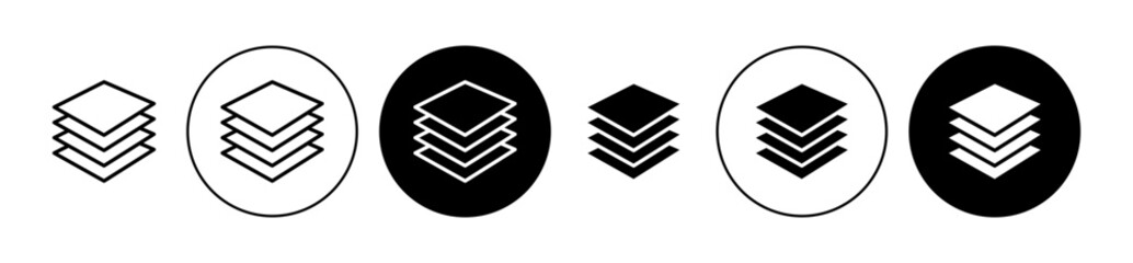Layers vector icon set. Fabric layers stacks sign for ui designs.