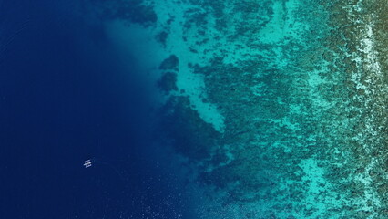Fototapeta na wymiar Aerial views of the stunning Bora Bora Atoll; French Polynesia