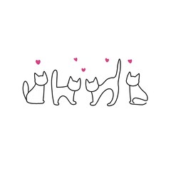 Obraz premium cat cats kitten pets llustration on white background 