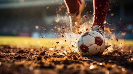 An illustration depicting a dynamic moment of a soccer player running down the field, showing speed and action. Generative Ai.