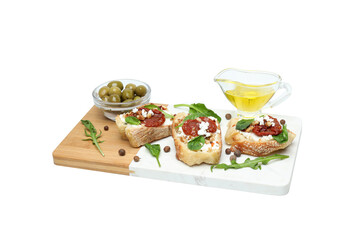 PNG toast with sun-dried tomatoes isolated on white background.