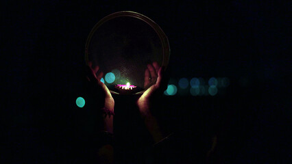 Karwa Chauth strainer and Diya oil lamps for the Karwa Chauth celebration on the night