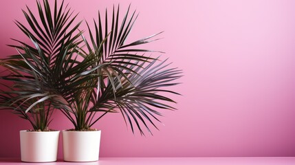 Radiant Pink Hues Highlighting Abstract Tropical Palm Elegance