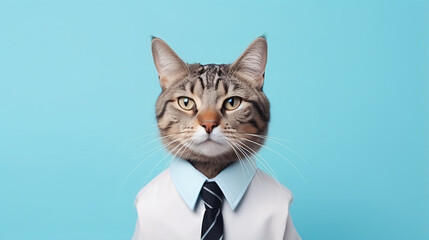 Funny tabby cat in black tie