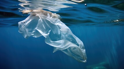 Plastic bag in the ocean, worldwide ocean pollution