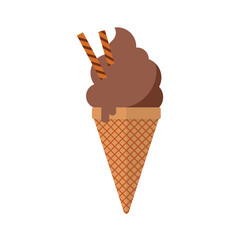 Chocolate ice cream in the cone
