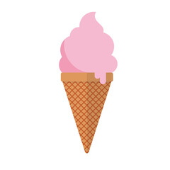Strawberry ice cream in the cone