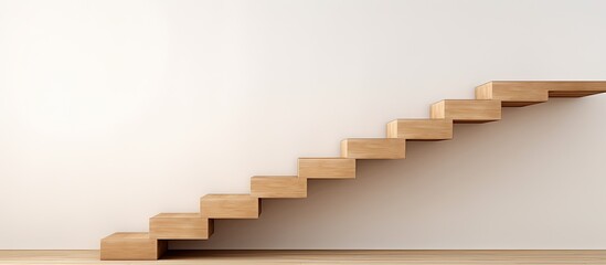 Simple wooden stairs in a spacious area With copyspace for text