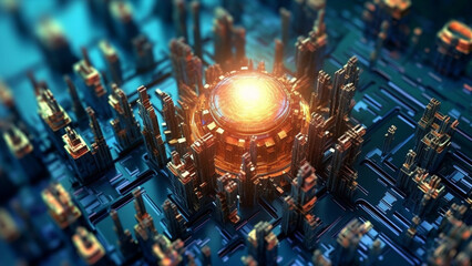 Fractal nano metal fiber abstract background