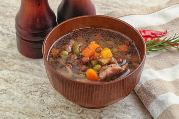 Soup with lentil and chicken