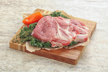 Raw pork neck for cooking