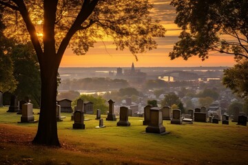 Scenic view of Richmond, Virginia captured from Hollywood Cemetery. Generative AI