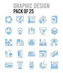 25 Graphic Design. Two Color icons Pack. vector illustration.