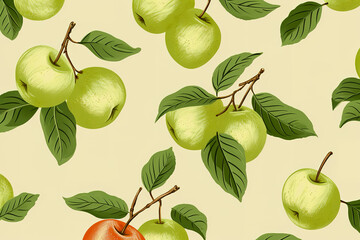 Apple, seamless pattern. Background.