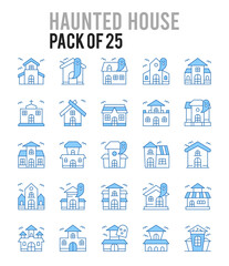 25 Haunted House. Two Color icons Pack. vector illustration.