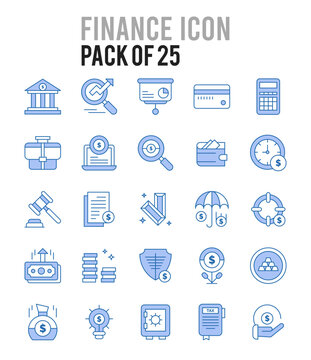 25 Finance. Two Color icons Pack. vector illustration.