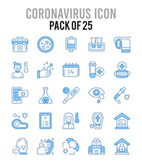 Fototapeta na wymiar 25 Coronavirus. Two Color icons Pack. vector illustration.
