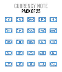 25 Currency Note. Two Color icons Pack. vector illustration.