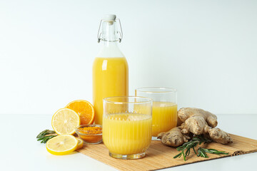 Concept of healthy liquid - ginger turmeric drink